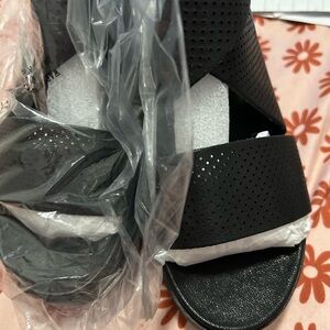 Black Perforated Strappy Sandals